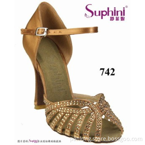 Suphini Crystal Diamond Ballroom Dance Shoes With Heel